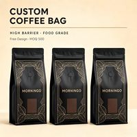 Sachet Doypack Mat avec Valve et Fermeture Éclair, Logo Personnalisé, Anti-humidité, pour Emballage de Café en Grains Torréfiés