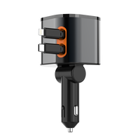 DC12-24V ABS + PC Chargeur de voiture télescopique USB Type C Chargeur de voiture rapide pour IPhone vers Android