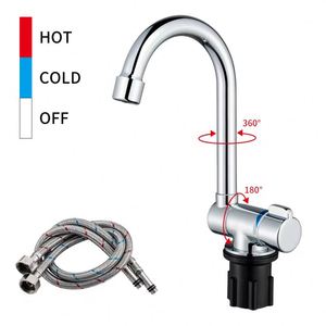 Robinet de cuisine pliable JDA à prix avantageux, chaud et froid, pour camping-car, <span class=keywords><strong>caravane</strong></span>, bateau, camping, avec rotation - Product Image 6