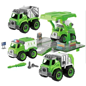 Suppliers DIY Crane Sanitation Truck Take Apart Assembly Car Park Set Friction Toy Vehicle for Kids