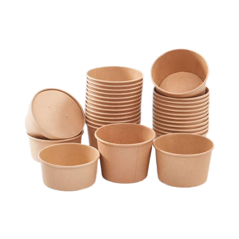 Disposable Food Grade 750ml Kraft Paper Plates & Bowls with Embossing for Hamburger Salad Snack Pizza Pet Food & Candy
