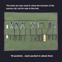 Rouleau à outils en toile à 10 poches pour outils de bonsaï, sac à outils, trousse à outils