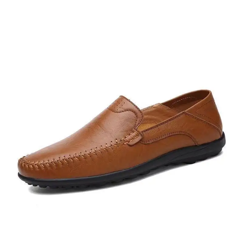 Best-selling fashion flats men casual leather shoes brown work comfortable leather shoes