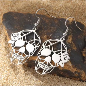 Pendientes colgantes de moda, joyería de moda para mujer, pendientes de joyería fina, pendientes de acero inoxidable chapados en oro, estilo calavera. - Product Image 2