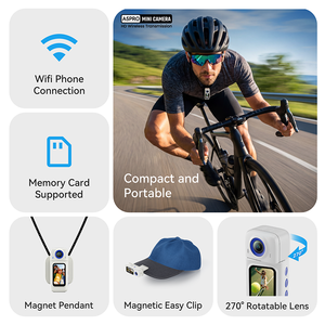Mini Cámara WiFi <span class=keywords><strong>2</strong></span>.4G con Control por Aplicación, Pantalla de 1.47 Pulgadas, Cámara de Video Portátil para Ciclismo, Patinaje, Cámara de Acción Vestible - Product Image 4