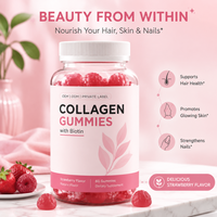 Gummies de collagène à marque privée OEM, supplément de biotine, vitamines C et E pour la peau, les cheveux et les articulations, approvisionnement en gros