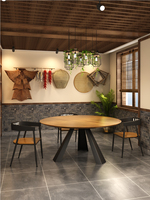Vente en gros Grande table ronde en bois moderne et nordique américaine 6 places Meubles de salle à manger d'hôtel