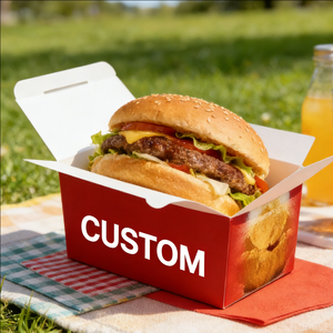 กล่องกระดาษทรงสี่เหลี่ยมแบบหรูหรา กล่องอาหารแบบใช้แล้วทิ้งสำหรับอาหารร้อนแบบนำกลับบ้าน ผลิตจากวัสดุรักษ์โลก บริการ OEM ODM - Product Image 4