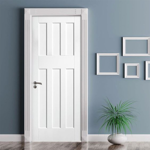 Panneau moulé de couleur blanche pré-accroché porte intérieure en bois MDF porte intérieure en bois pour chambre porte intérieure en bois pour maisons portes intérieures en bois - Product Image 3