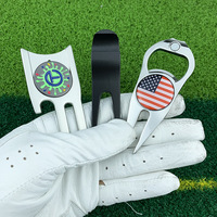 Accessoires de golf personnalisés en fer : Outil de réparation de divots, Clip de chapeau, Marqueur de balle avec boîte en papier – Coffret cadeau