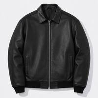 Fabricant de vêtements, veste en cuir vintage de haute qualité sur mesure, coupe bomber, poignets côtelés, poche à rabat, argentée, pour hommes
