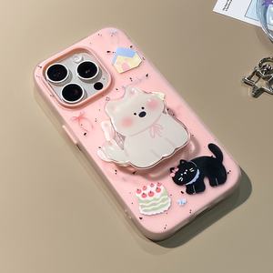 Funda de Teléfono con Diseño de Cachorro de Dibujos Animados Mowang, con Función de Maquillaje, para 15/16 Pro/14 Pro Max, Material TPU+PC - Product Image 4