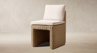 Meubles de jardin contemporains en osier tissé à la main, résistants aux intempéries, avec coussins moelleux, ensemble de table à manger d'extérieur