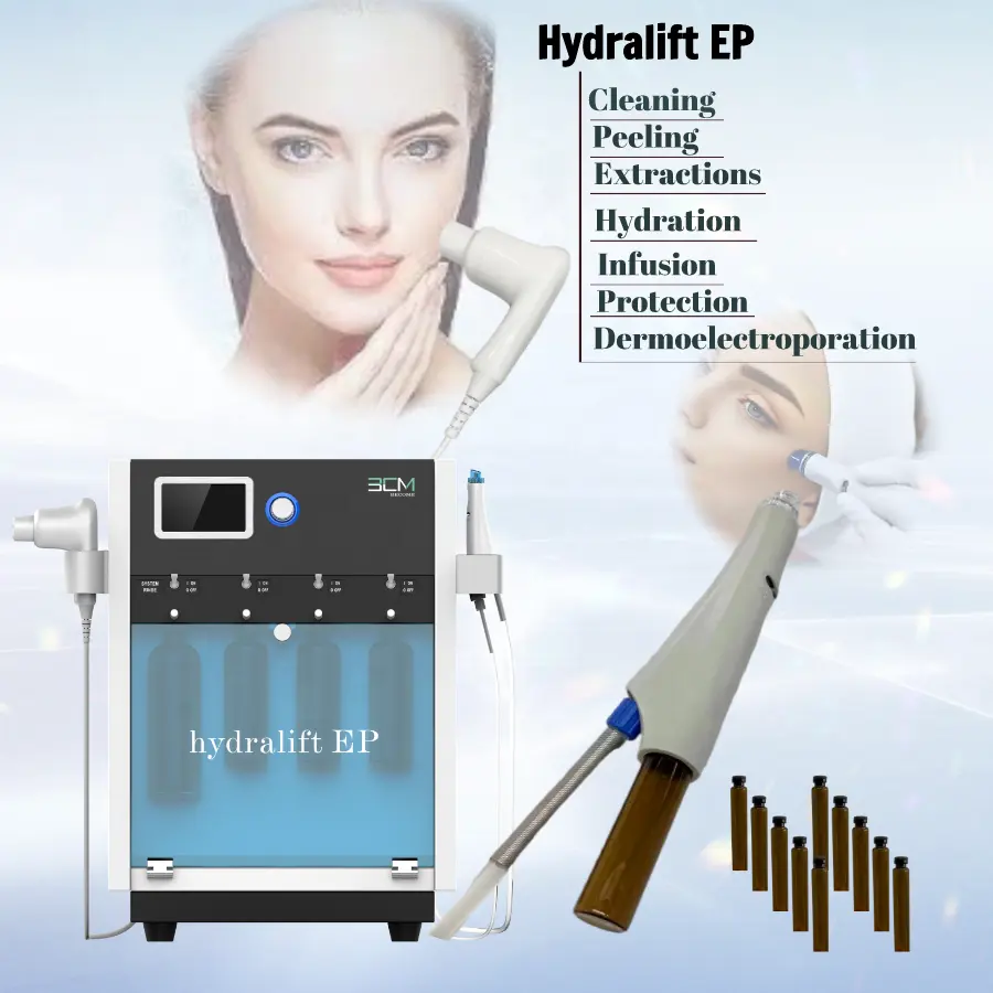 Hot Products EMS Vibration Hydralift EP Aqua Hydro Facial Machine V Shape Face Lifting Skin CareFacial Machine Face Massager