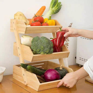 Bamboo Bread Storage Rack 2 Tier Rectangle Multifunctional <b>Kitchen</b> Organizer for Fresh Bread Display and Storage - Product Image 3