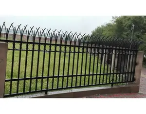 Outdoor metal black steel tubular fences modern wrought iron zinc steel fence