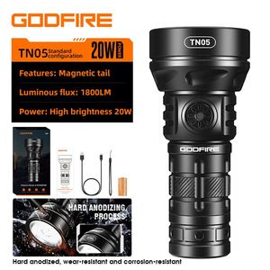Linterna Táctica de 20W y 1900 Lúmenes TN05 EDC de Alto Rendimiento, de Aluminio, con Fuerte Imán, Recargable por USB, LED, IP55, Haz Ajustable - Product Image 1