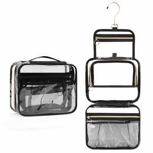 Custom Waterproof Transparent Makeup <b>Bag</b> with 360° Revolving Hook-<b>Clear</b> PVC Hanging <b>Toiletry</b> <b>Bag</b> <b>Travel</b> Organization - Product Image 1