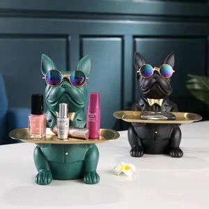 Adornos de almacenamiento para perros Bulldog, luz nórdica de lujo, bandeja de llave de entrada personalizada para el hogar, plato de dulces con música de hadas piramidales - Product Image 5