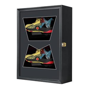 Vitrina Exhibidora de Zapatos con Cerradura, en Madera Negra, para 2 Pares, con Puerta de Acrílico y Acabado Mate, Gran Venta - Product Image 3