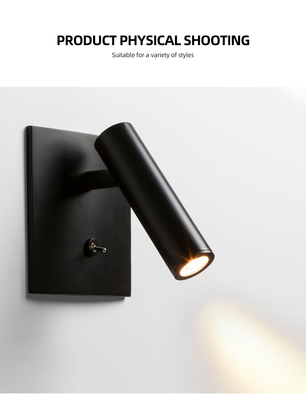 Adjustable Modern Led Light Led Reading Bed Headboard Wall Lamp With Rocker Separate Switch For Hotel