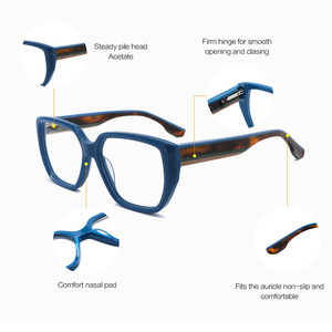 Montura de gafas cuadradas de acetato Conchen para mujer, diseño hexagonal de moda, lentes planas 1074 - Product Image 5