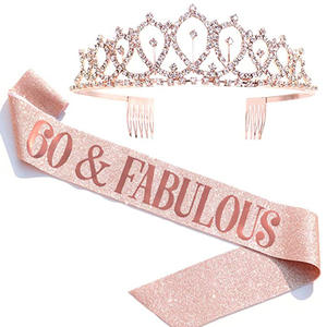 18th Champagne 20th 30th Birthday Queen Sash Rhinestone Tiara Kit 21st 30th Regalos de <span class=keywords><strong>cumpleaños</strong></span> Mujeres Suministros de fiesta de <span class=keywords><strong>cumpleaños</strong></span> SD496 - Product Image 4