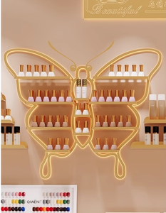 Giá để đồ trang trí móng tay hình con bướm bằng sắt rèn, treo tường, mạ vàng nano, để trưng bày sơn móng tay - Product Image 5