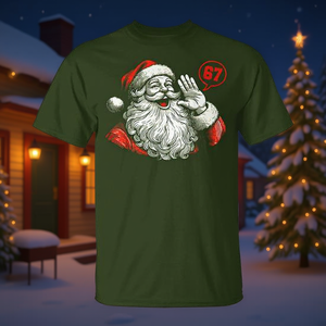 T-shirt natalizia vintage Santa 67 Meme, design rosso e bianco, taglia unisex per adulti - Product Image 3