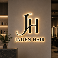 Langlebige Edelstahl-Leuchtschilder mit Halo-Effekt 3D-Buchstaben für Luxus-Möbelgeschäfte und Innenarchitektur-Hubs
