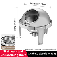 Équipement Chauffe-Plats en Acier Inoxydable de Haute Qualité, Plat de Présentation Rond 6L avec Couleur Dorée