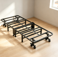 Lit pliant en gros, design à 4 plis, cadre en acier robuste, 10 pieds, 8 roues, lit d'appoint pliable pour la maison, le bureau, l'hôtel VLranlife