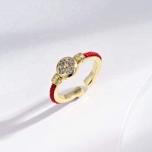 Bague ajustable en argent sterling 925 plaqué or, avec zircon rond, non ternissable, pour femme, prix usine, vente en gros - Product Image 2