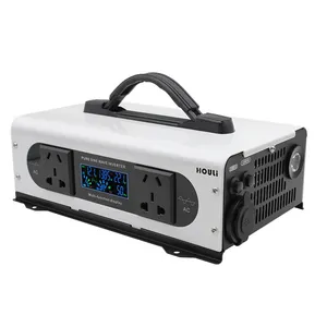 HOULI inverter portabel tenaga surya, gelombang sinus murni 48v 24v 12v ke 220v 120v 3500w