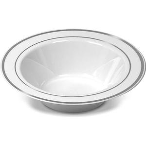 Assiette creuse jetable moderne à bord doré 7,5 pouces en <span class=keywords><strong>plastique</strong></span> rigide PS, bols à salade, soupe et sauce, <span class=keywords><strong>vaisselle</strong></span> personnalisable avec logo pour camping et fêtes - Product Image 5