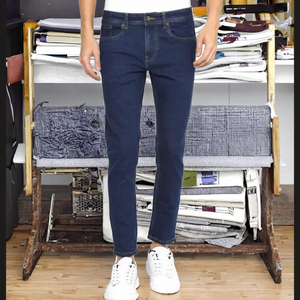 Jean en denim slim délavé foncé pour homme, tissu extensible confortable, style droit classique pour l'automne et l'hiver au quotidien - Product Image 3