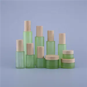 20ml 30ml 40ml 60ml 80ml 100ml 120ml Matt Grün Glas Hautpflege Creme reine Parfüm Flaschen Glas mit Kunststoff Holz-sieht top