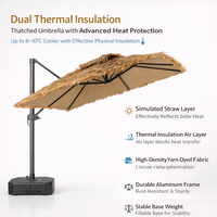 Parasol de terrasse moderne Meiqi avec auvent en paille, parasol commercial robuste en aluminium pour villa, jardin, terrasse, balcon