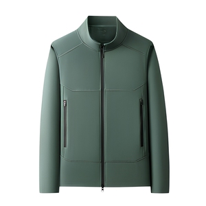 Chaqueta de senderismo softshell de poliéster de 320 g/m² al por mayor con cuello alto y posición personalizable para el logotipo frontal, para minoristas de artículos de exterior en EE. UU. - Product Image 1
