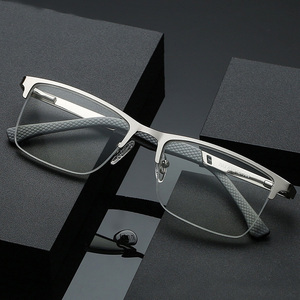 Nuovi Occhiali da Lettura di Alta Qualità Anti Luce Blu, Montatura Semi-Rimless alla Moda in Acciaio Inossidabile Argento/Nero/Grigio Canna di Fucile per Uomo - Product Image 1