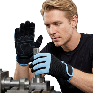 Gants de travail JNA GROUP en PU noir et bleu, bouts des doigts lisses, antidérapants, respirants, avec poignet élastique, gants de sécurité polyvalents, 11 oz - Product Image 5