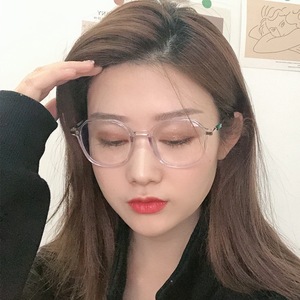 Gafas retro anti luz azul para mujer, montura ovalada completa de metal, lentes de PC, monturas de gafas planas con protección contra la radiación. - Product Image 4