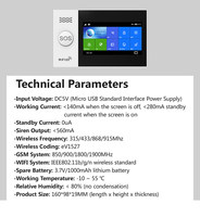 Système de sécurité domestique intelligent Tuya avec écran TFT de 2,4 pouces, matériau ABS, 433 MHz, 100 détecteurs, alarme WIFI portable, 4 zones filaires GSM