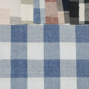 Phong cách giải trí ăn mặc kết cấu nhẹ 21S cũ màu xanh hải quân 4.5cm Kích thước kiểm tra kẻ sọc cát rửa bông sợi nhuộm vải - Product Image 2