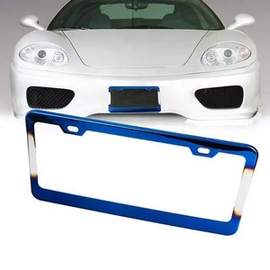 Marco de matrícula de acero inoxidable azul iridiscente con especificaciones de EE. UU., personalización popular de placas de matrícula - Product Image 2