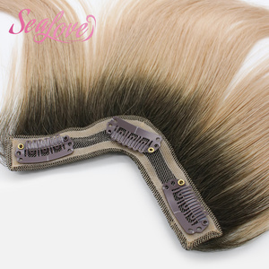 Frange di capelli umani Remy biondi con effetto ombreggiato, 6 pollici, con clip piccola, in offerta speciale - Product Image 3