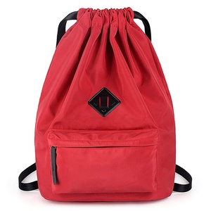 Large Lightweight Nylon Drawstring Gym Sack Pack Backpack Waterproof Drawstring Sport Bag with Front Pocket for Women Men
