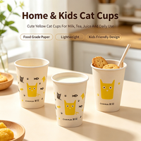 Gobelets en papier à paroi simple pour fêtes, motifs chat et poisson adorables, jetables, pour anniversaires d'enfants et usage domestique, vente en gros