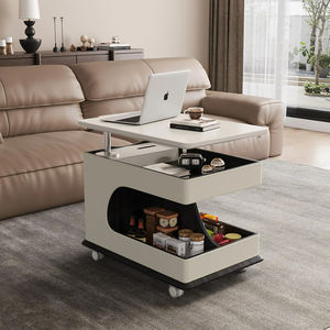 โต๊ะข้างอเนกประสงค์ปรับระดับความสูงได้ โต๊ะกาแฟดีไซน์หรู พร้อมตู้เก็บของและลิ้นชัก โต๊ะเขียนหนังสือแบบมีล้อสำหรับห้องนั่งเล่น - Product Image 6