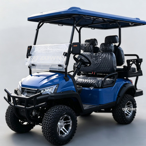 Voiturette de golf électrique bleu vif 4 places avec roues en alliage pour usage quotidien en station balnéaire ou sur propriété - Product Image 1